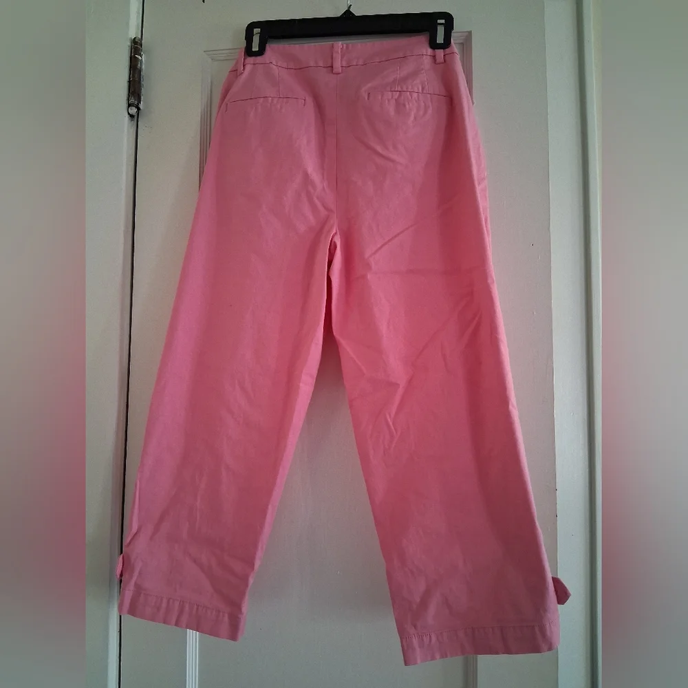 Talbots Cropped Pink Button-Hem Capris - Picture 6 of 8